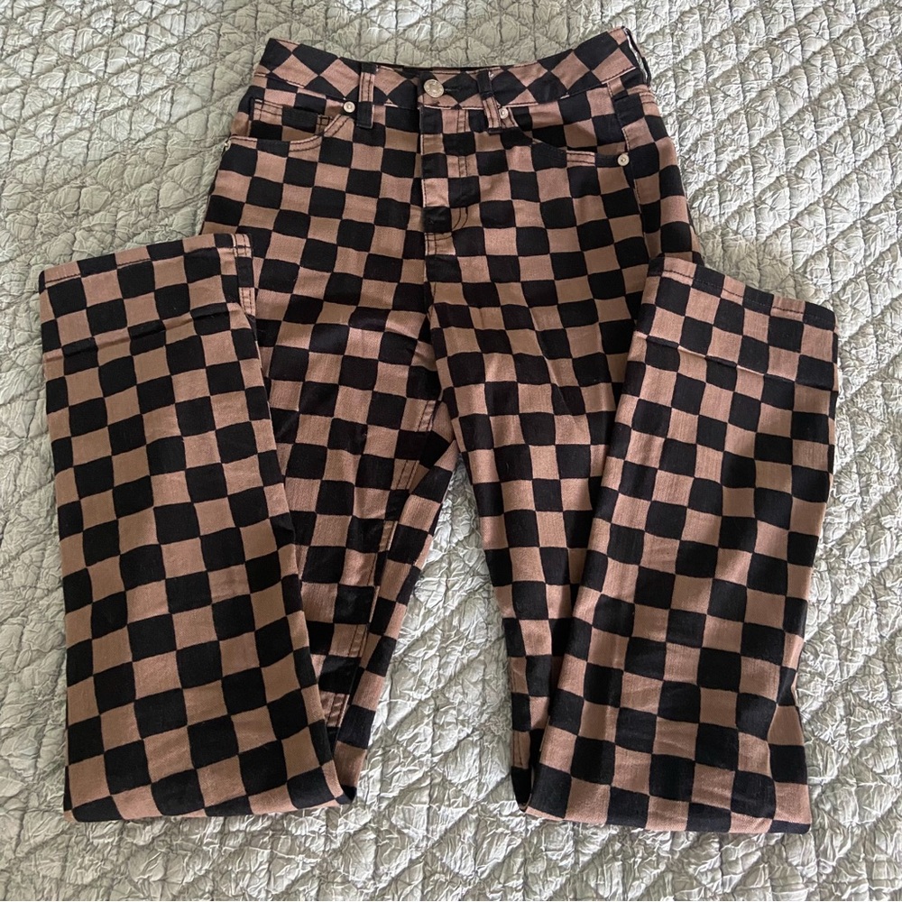 Checkered Print Jeans